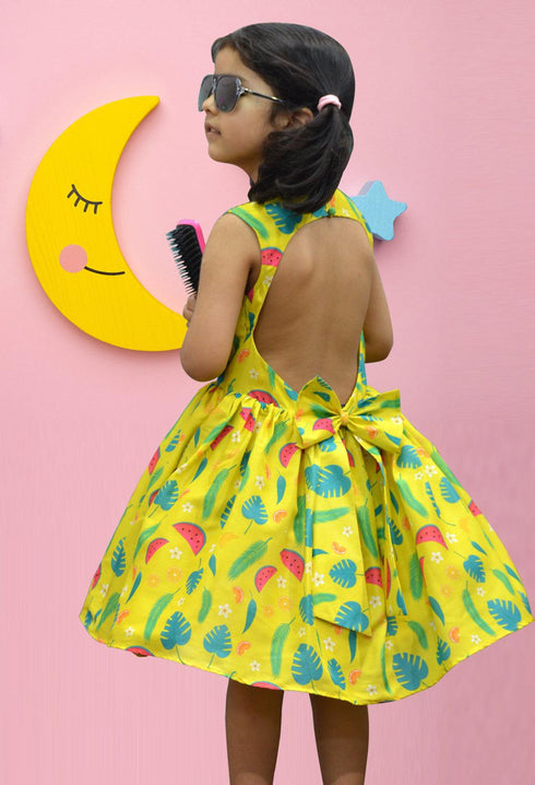 Yellow Summer Print Dress
